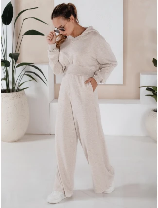 Dámsky set širokých nohavíc a mikiny MINALIA beige FashionStreet AY0917