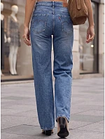 Dámske džínsy so širokými dlhými nohavicami, modré, FashionStreet UY3112 Dámske džínsy so širokými dlhými nohavicami, modré, FashionStreet UY3112