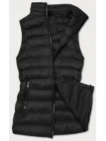 Krátka čierna dámska prešívaná vesta (23077-392)