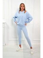 3-dielny set mikina + top + legíny modrá