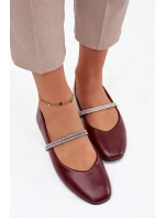 Dámské baleríny s lesklými pásky Bordó Ilirene