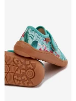 Dětské papuče na suchý zip Barefoot Květiny Listy Froddo G1700438-14 Mentolové Dětské papuče na suchý zip Barefoot Květiny Listy Froddo G1700438-14 Mentolové