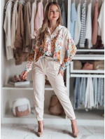 Dámske kvetinové oversize tričko BLOSSIVA light beige FashionStreet DY0464