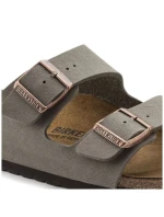 Dámske/pánske žabky Birkenstock Arizona Birko-Flor Nubuck Stone Regular Wide Grey (0151211)