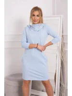 Šaty s kapucňou a vreckami modré