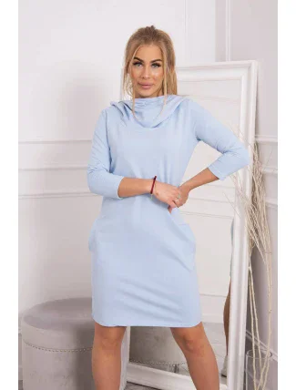 Šaty s kapucňou a vreckami modré