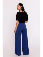 B289 Viskózové nohavice s elastickým pásom - modré
