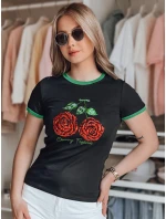 ROSAWIS dámske bavlnené tričko s flitrami čierne FashionStreet RY2846 ROSAWIS dámske bavlnené tričko s flitrami čierne FashionStreet RY2846