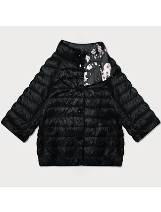 Dámska obojstranná bunda Goodlookin 3/4 rukávy čierna/floral (PC-7511-1)
