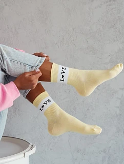 Dámské bavlněné ponožky LOVE Žluté