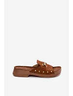 Semišové dámske papuče Inblu TF0002KU Camel
