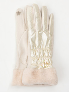 Monnari Rukavice Lesklé rukavice s kožušinou béžová