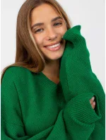 Dámske pletené šaty LC SW 0341.38P Tmavo zelená - Rue Paris Dámske pletené šaty LC SW 0341.38P Tmavo zelená - Rue Paris