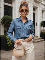 Dámska džínsová košeľa z lyocellu, ležérna, modrá, FashionStreet DY0493 Dámska džínsová košeľa z lyocellu, ležérna, modrá, FashionStreet DY0493