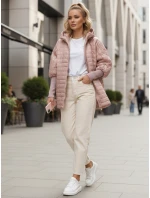 Dámska prešívaná bunda s kapucňou ružová FashionStreet TY5528