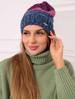Fleecová čiapka Dolores K303 denim+ružová+tmavo fialová