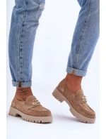 Damskie Półbuty Zamszowe Z Ozdobą Beżowe Rosefalls