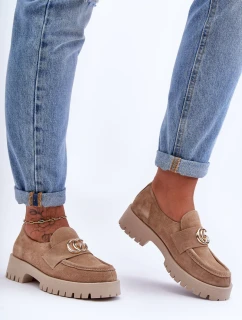 Damskie Półbuty Zamszowe Z Ozdobą Beżowe Rosefalls