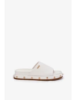 Dámske papuče na platforme s cvočkami Big Star - biele