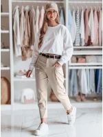 Dámske bavlnené nohavice CHINOSKA light beige FashionStreet UY2557 Dámske bavlnené nohavice CHINOSKA light beige FashionStreet UY2557