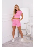 Bavlnená súprava so šortkami ružová