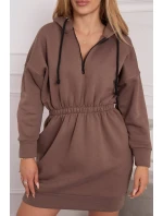 Zateplené šaty s kapucňou mocca Zateplené šaty s kapucňou mocca