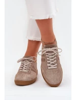 Dámske semišové nízke tenisky Dark Beige Zazoo N1068 Dámske semišové nízke tenisky Dark Beige Zazoo N1068