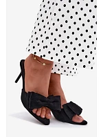 Dámske lodičky na podpätku s mašľou a imitáciou semišu Black Magnolia Dámske lodičky na podpätku s mašľou a imitáciou semišu Black Magnolia