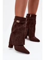 Dámske členkové topánky na podpätku s ozdobným remienkom Luvielle - čokoláda Dámske členkové topánky na podpätku s ozdobným remienkom Luvielle - čokoláda