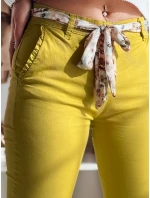 Dámske látkové nohavice s opaskom ROSSALI horčicové FashionStreet UY2533