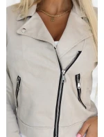 481-4 Semišové ramonesky s dlhými rukávmi a zipsami - svetlo béžové
