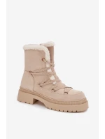 Śniegowce Damskie Z Kożuszkiem Beżowe Irmara