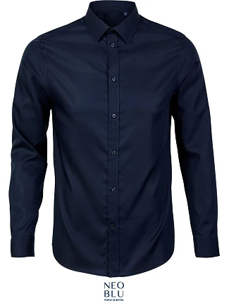 NEOBLU Blaise Men Mikro keprová košeľa s dlhým rukávom 24.3182 night blue
