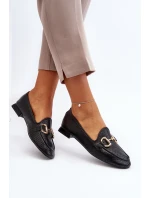 Mokasyny Damskie Na Płaskim Obcasie Z Ozdobą Czarne Iluvana