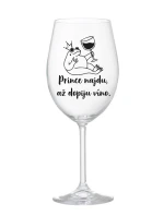 Nájdem princa, keď vypijem víno - číry pohár na víno 350 ml Nájdem princa, keď vypijem víno - číry pohár na víno 350 ml