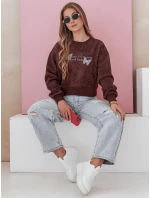 Dámska nadrozmerná mikina s motýľmi SPARKI bordová FashionStreet BY1405 Dámska nadrozmerná mikina s motýľmi SPARKI bordová FashionStreet BY1405