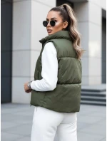 Dámska prechodná krátka prešívaná dvojcestná zelená vesta LEOVELLA FashionStreet TY5496
