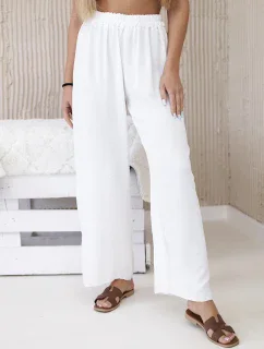 Nohavice so širokými nohavicami ecru