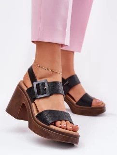 Sandały Damskie Na Masywnym Obcasie I Platformie Vinceza 17387 Czarne