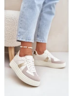 Eko Skórzane Sneakersy Damskie Na Platformie Beżowe Goriette