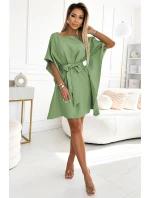 Dámske šaty so zaväzovaním v páse SOFIA 287-27 Olive - Numoco