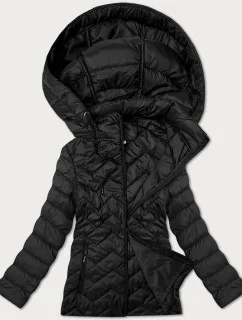 Čierna dámska prešívaná bunda s kapucňou J Style (16M9267-392)