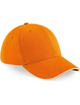 Beechfield B 20 6-panelová sendvičová čiapka „Athleisure“ 53.0020 oranžová/biela