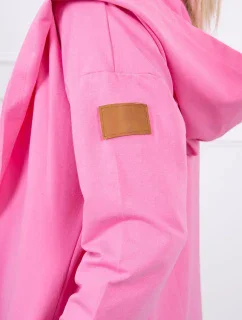 Dlhý kabát s kapucňou svetlo ružový
