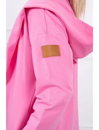Dlhý kabát s kapucňou svetlo ružový