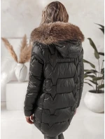 Dámska zimná bunda NORINA prešívaná s kožušinou čierna FashionStreet TY5054