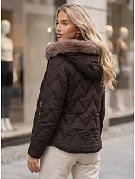 Dámska zimná prešívaná bunda s odnímateľným golierom, hnedá, FashionStreet TY6084 Dámska zimná prešívaná bunda s odnímateľným golierom, hnedá, FashionStreet TY6084