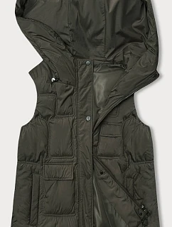 Dámska páperová vesta v khaki farbe (B8153-11)