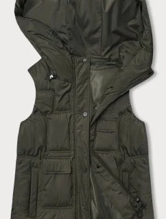 Dámska páperová vesta v khaki farbe (B8153-11)