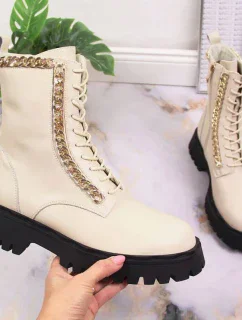 Zateplené kožené čižmy s reťazou Artiker W HBH40